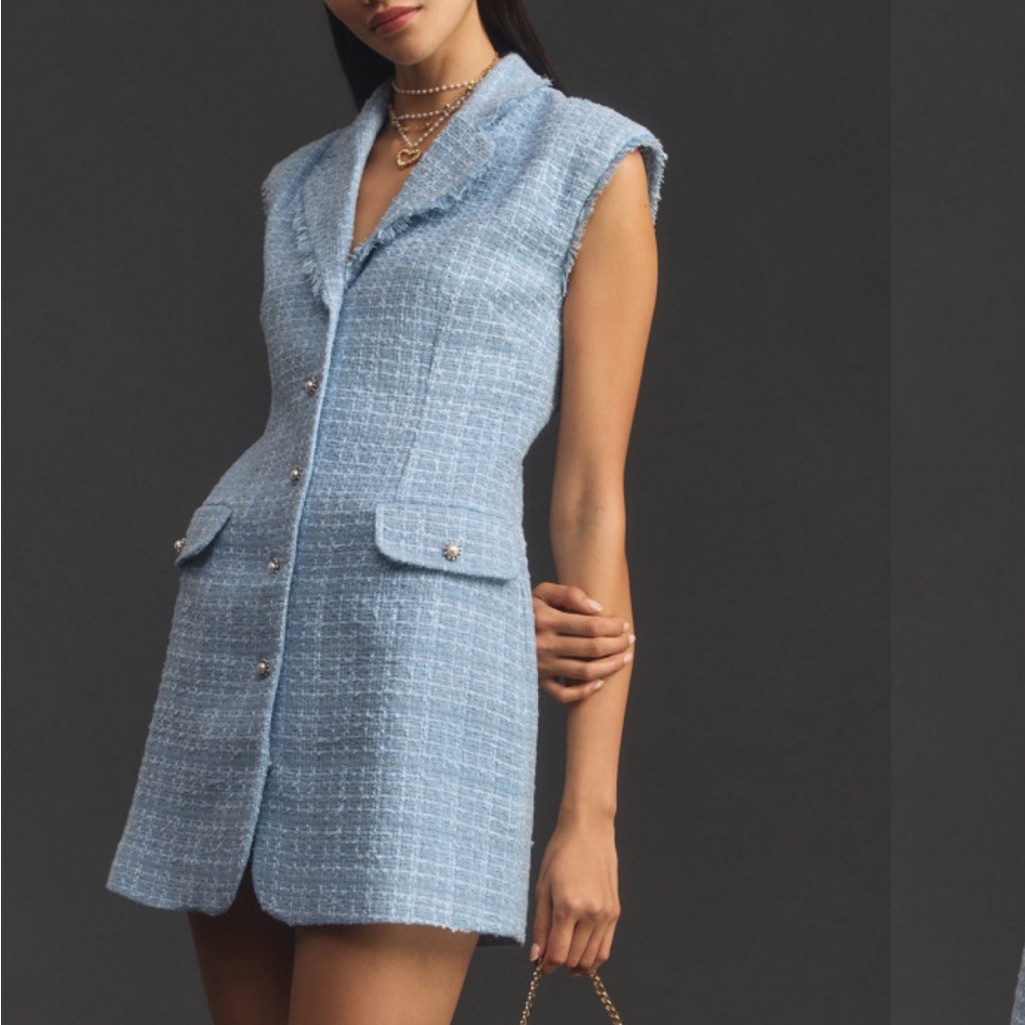 Anthropologie Maeve Textured Blue Dress
